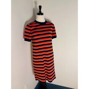 J‎ Crew Short-Sleeve striped sweater dress in Re-imagined Wool Women's Med Midi